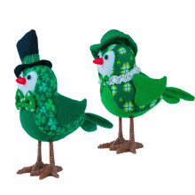 YMARPT St. Patrick's Day Glowing Bird Decor, 1/2PCS Lighted Fabric Birds Figurine, Standing Birds for Home Kitchen Table Fireplace Display