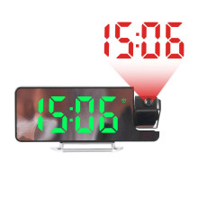 LED Projection Alarm Clock with 180 Rotatable Projector, Large Display, USB-C, Auto Dimming, compatible with Bedroom & Modern Desk Decor