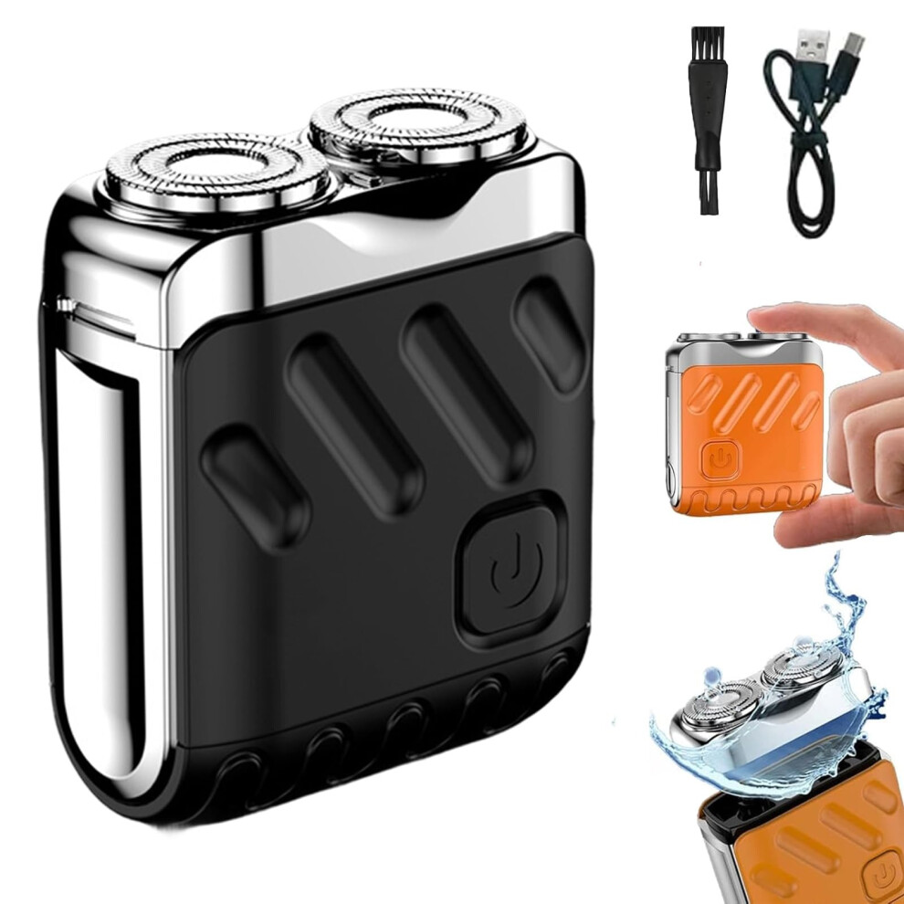 Black Electric Shaver For Men With Doublering Floating Blades, Ipx7 Waterproof Rotary Razor