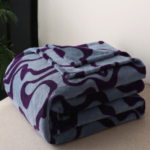 Thickened Stripe Coral Velvet Blanket, Soft Throw | Compatible with cold weather, cozy home essential, perfect for sofa naps | Purple