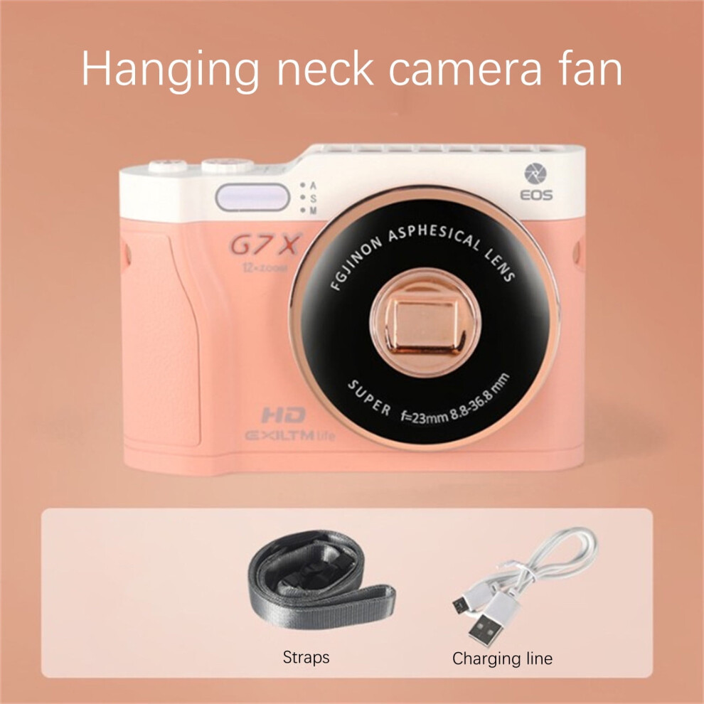 Yonrjhukm Minimal Camera Leaf Less Neck Hanging Fan Portable Charging Usb Mini Strap Desktop Handheld Outdoor Small Fan 9322103930802