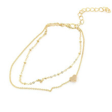 Xinyolin Women's Sexy Golden Tone Love Heart Ankle Bracelet Double Layer, Chain Foot Anklet