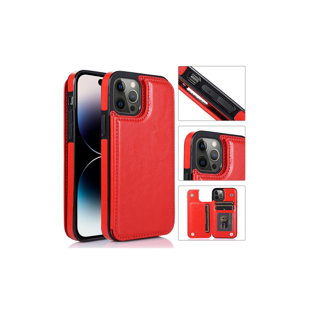 Compatible With Iphone 14 Pro Max - Stylish Case With Card Holder Red 9338982139878