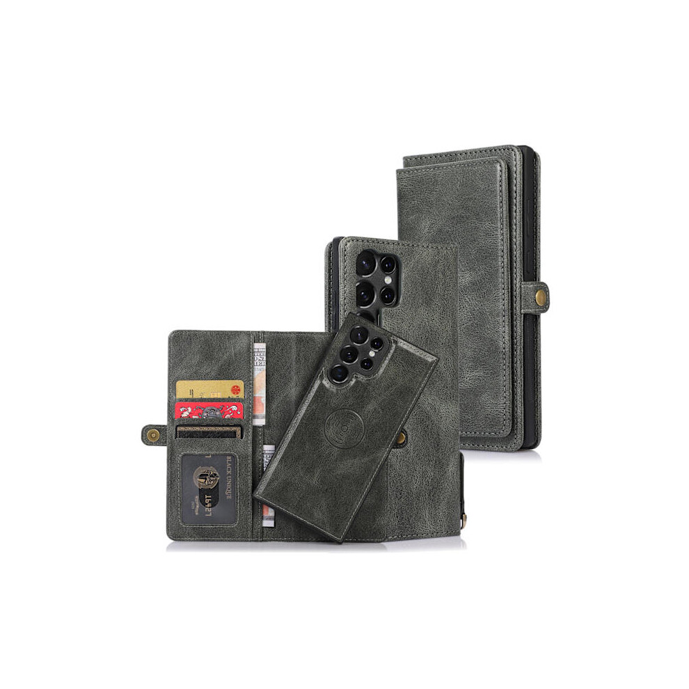 Compatible With Samsung Galaxy S23 Ultra - Zleep Dual-Function Wallet Case Dark Green 9338982140126