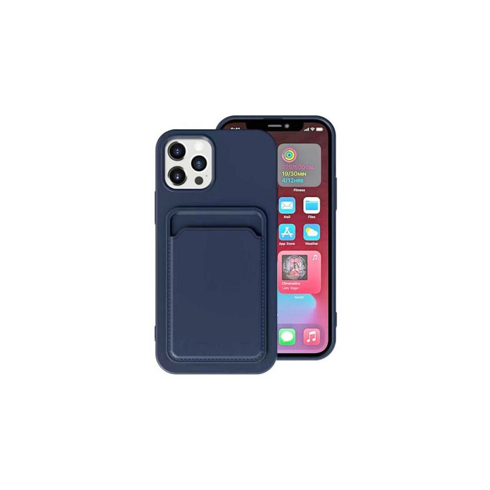 Compatible With Iphone 15 Pro Silicone Case With Card Holder - Blue 9338982139847