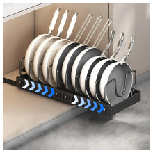 Pull Out Pot Lid Organizer with Adjustable Dividers, 20.5' Deep Slide Out Pan Storage Rack Black 2 Pack