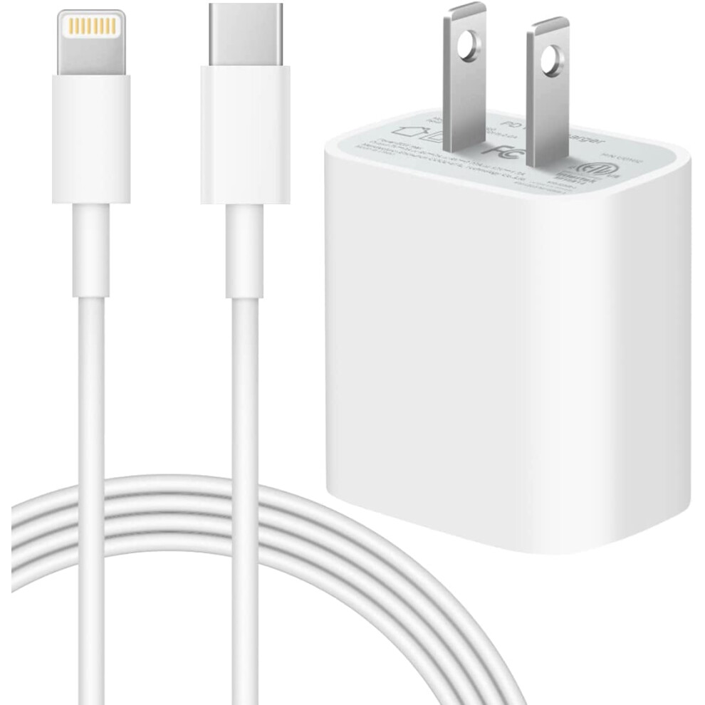 Compatible With Iphone 14/13/12 Fast Charger, Apple Mfi Certified 20W Pd Usb C Wall Charger + 6Ft Lightning Cable, Compatible With Ipad 9338982143820