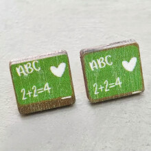 RSAMD Colored Print Wood Caterpillar Books Pencil Teacher Stud Earrings Girls Jewelry-#18