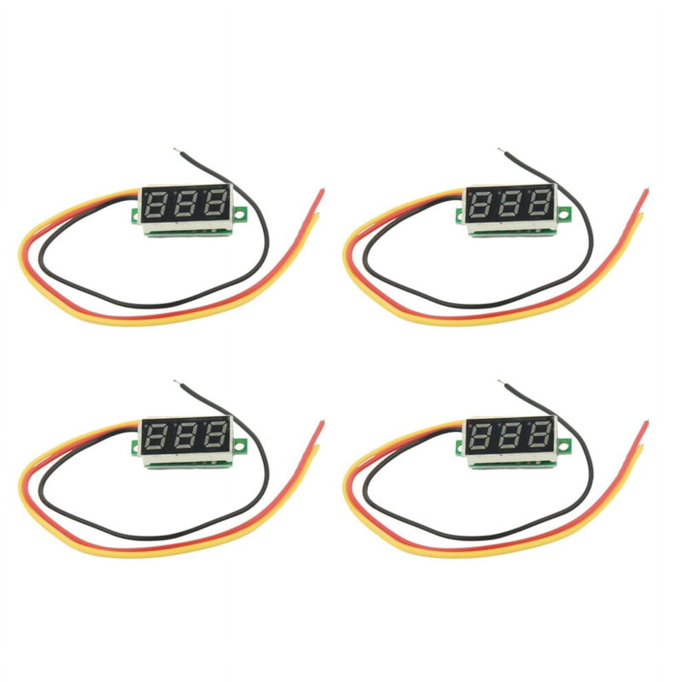 4X Mini Digital Voltmeter Dc 0-100V Led Panel Voltage Meter 3-Digital With 3 Wires Red 9085618242388