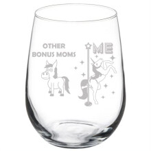 Wine Glass Goblet Bonus Mom Superstar Unicorn Funny Mother In Law (17 oz Stemless)