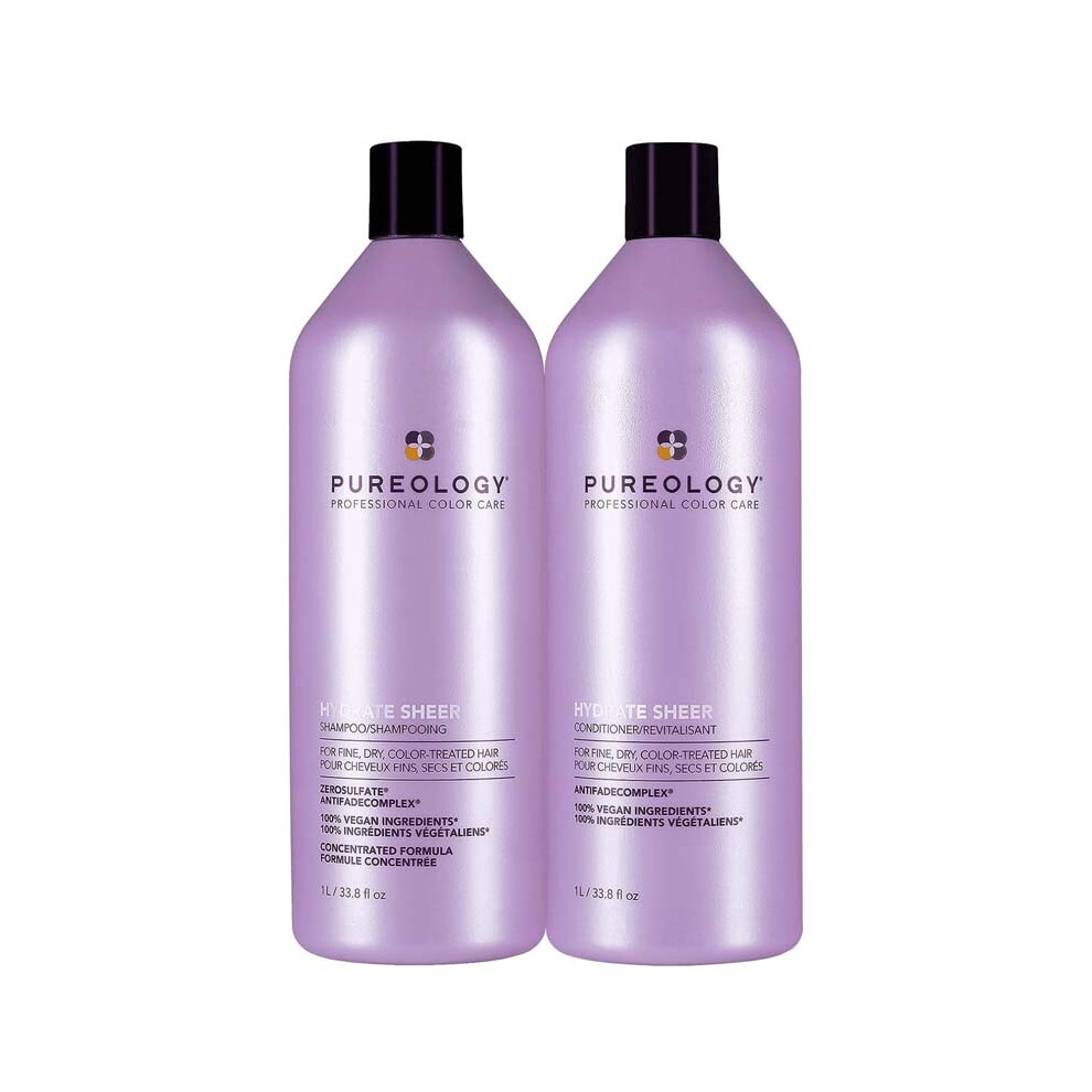Pureology Hydrate Sheer Shampoo 1000Ml & Conditioner 1000Ml Duo Worth