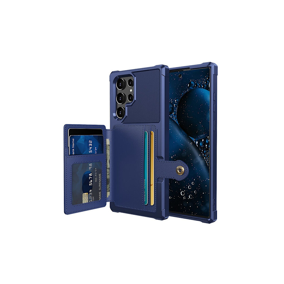 Compatible With Samsung Galaxy S22 Ultra - Practical Case With Card Holder Blue 9085618759763