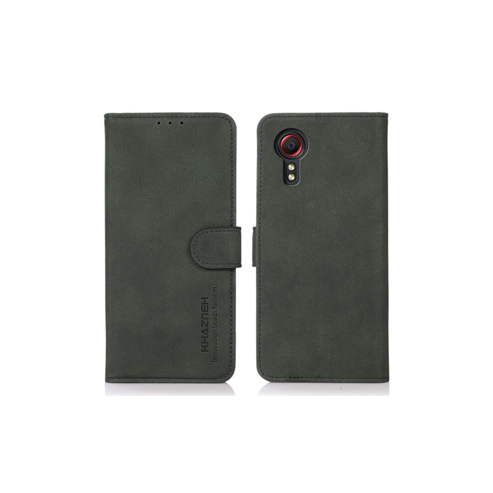 Skalo Compatible With Samsung Xcover 7 Khazneh Pu Leather Wallet Case - Green 9085618759787