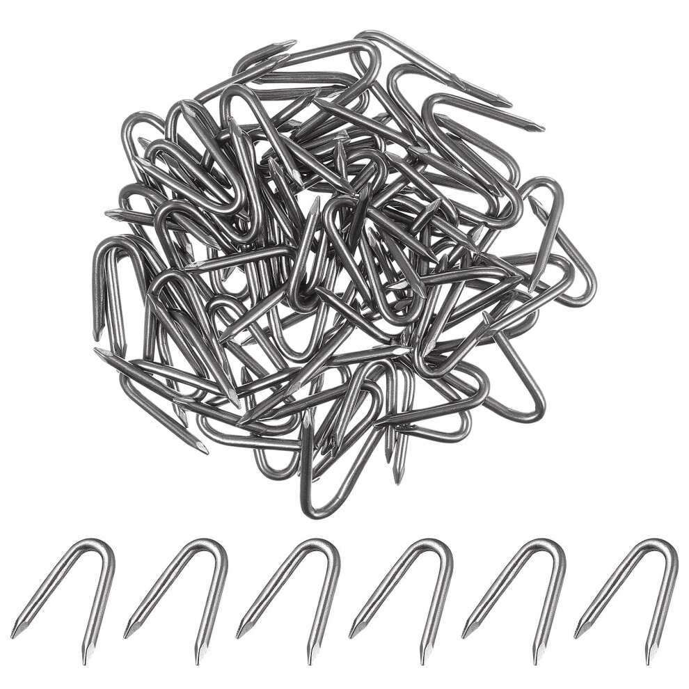 U Nails 70 Pcs U Nails Net Staples Nails Fence U-Shaped Wire Fencing Heavy Duty Tacks Cable Mesh Fasteners Garden Masonry Fixing Turf Tools 9085618760172
