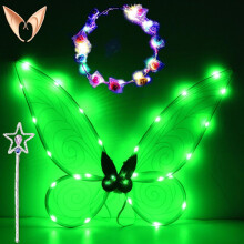 Sparkling Fairy Wings for Adults, LED Headbands for Carnival and Theme Parties Star Green Star Green Star Green