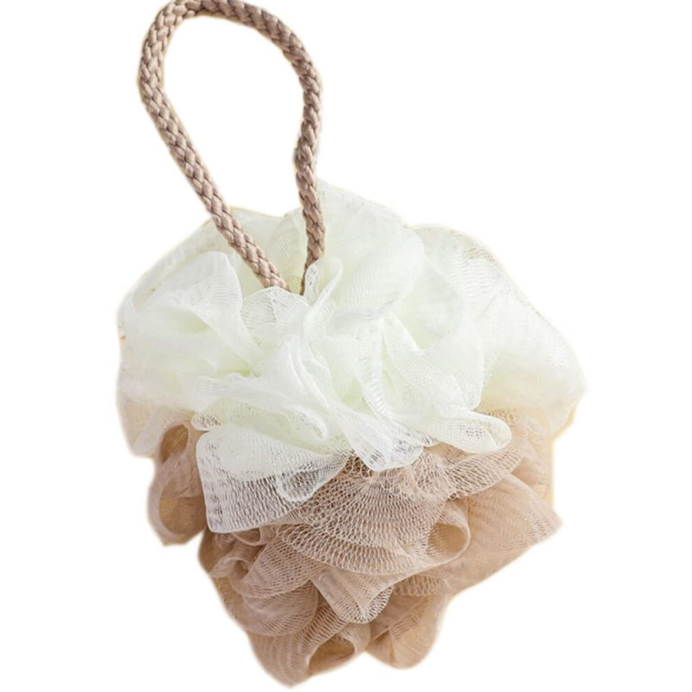Brown Shower Loofah Bath Sponge Pouf For Gentle Exfoliation And Rich Lather, Mesh Body Scrubber