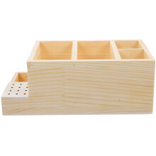 Wooden Nail Drill Bit Organizer Box for Manicure Tools, Compact SpaceSaving Storage Case