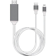 [Apple zertifiziert] Lightning-zu-HDMI-Adapterkabel, 1080P Digital AV-Sync Audio- und Videoanschlüsse Kabel für TV/Projektor/Monitor – 1,8 m Weiß