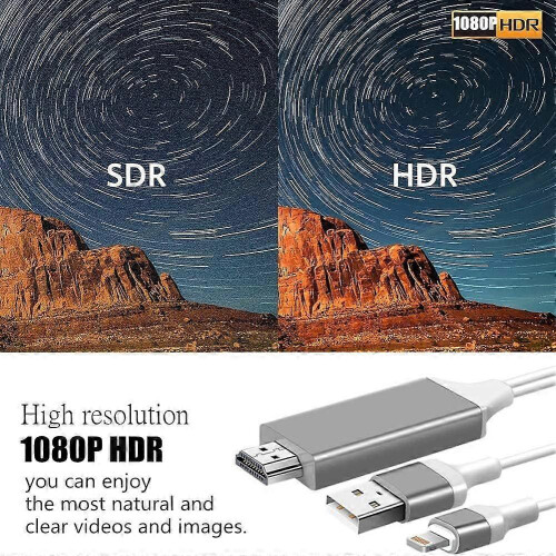 [Πιστοποίηση Apple] Καλώδιο προσαρμογέα Lightning σε HDMI, 1080P Digital AV Sync Audio&Video 2