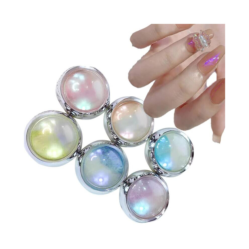 Chrome Nail Powder Set with Holographic Chrome Finish and Neon Chameleon Effect, 6 x 0.5g Jars