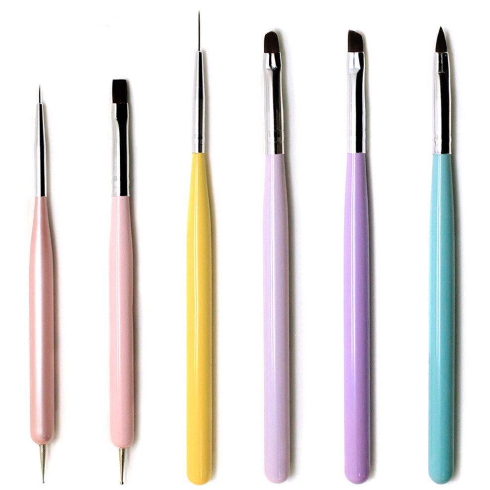 Nail Art Brush Set with UV Gel and Builder Gel Brushes, Liner Brush, Dotting Tools, Protective Caps