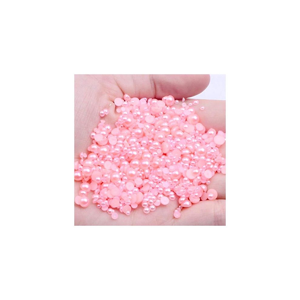 Light/Pink 2Mm Nail Art Pearls 10000Pcs Flatback Resin Half Round Beads For Crafts And Decoration
