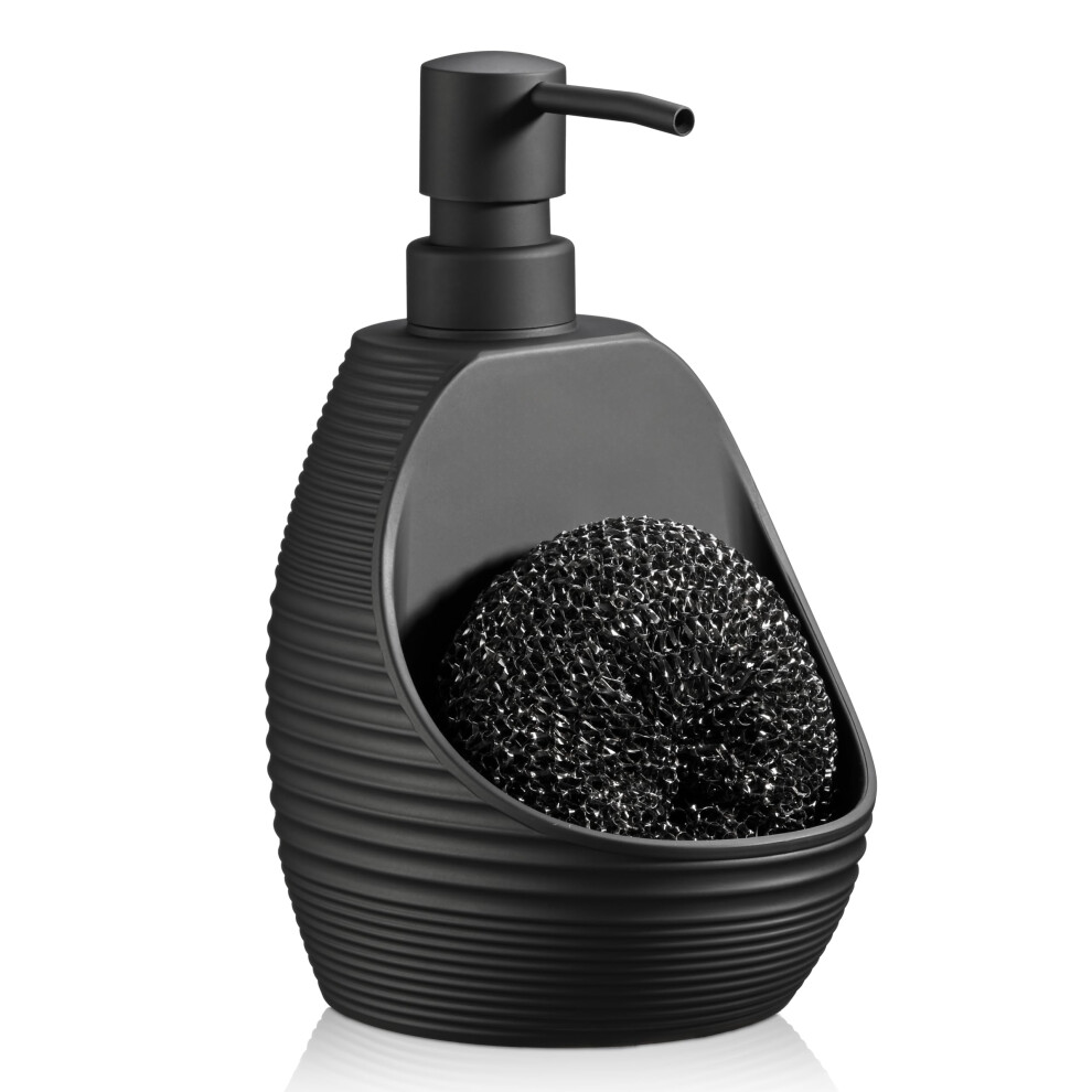Black 2In1 Kitchen Soap Dispenser With Sponge Holder, Modern Matte, Nonslip Sink Organizer 9455672548854
