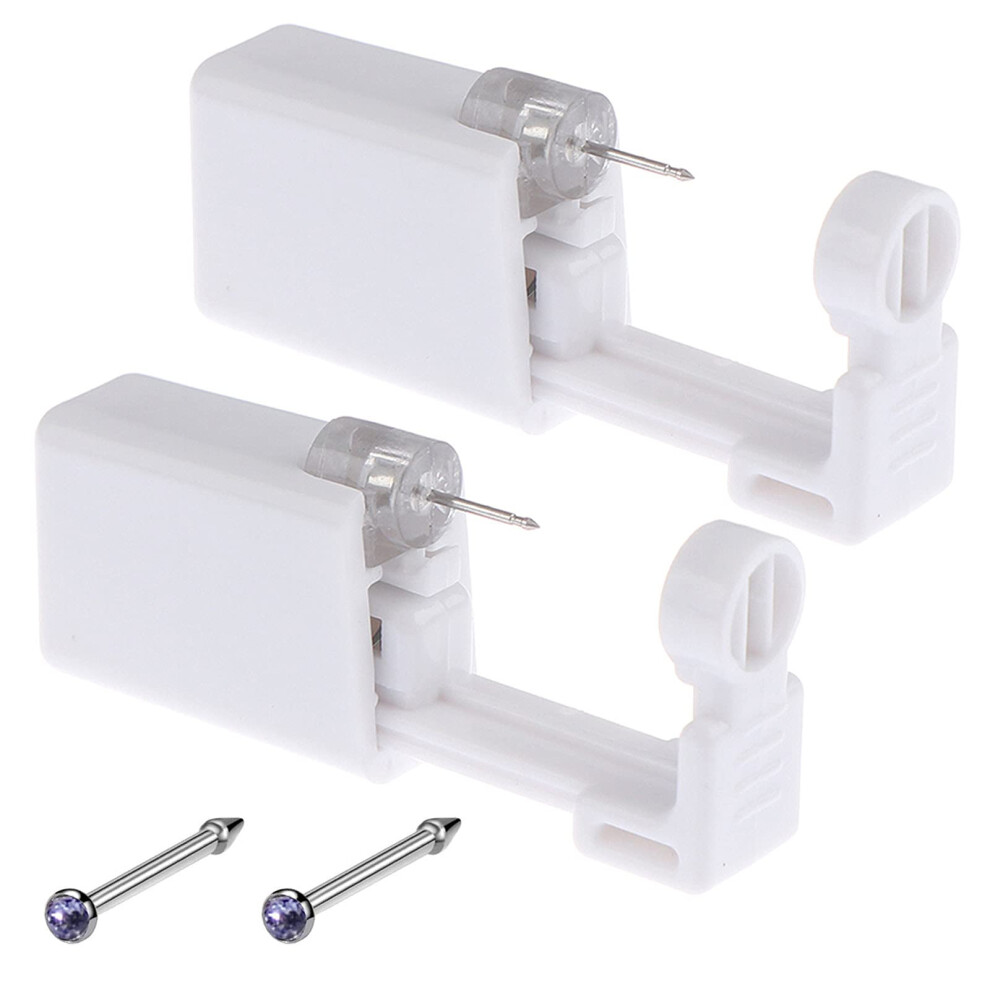 2 Pack Disposable Nose Piercing Gun Kit with Nose Studs for Easy Self Piercing at Home