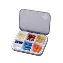 Daily Pill Case Multifunktionsspeicher 6 Fächer Organizer Grauer transparenter Deckel Reisefreundlich 2 Teile