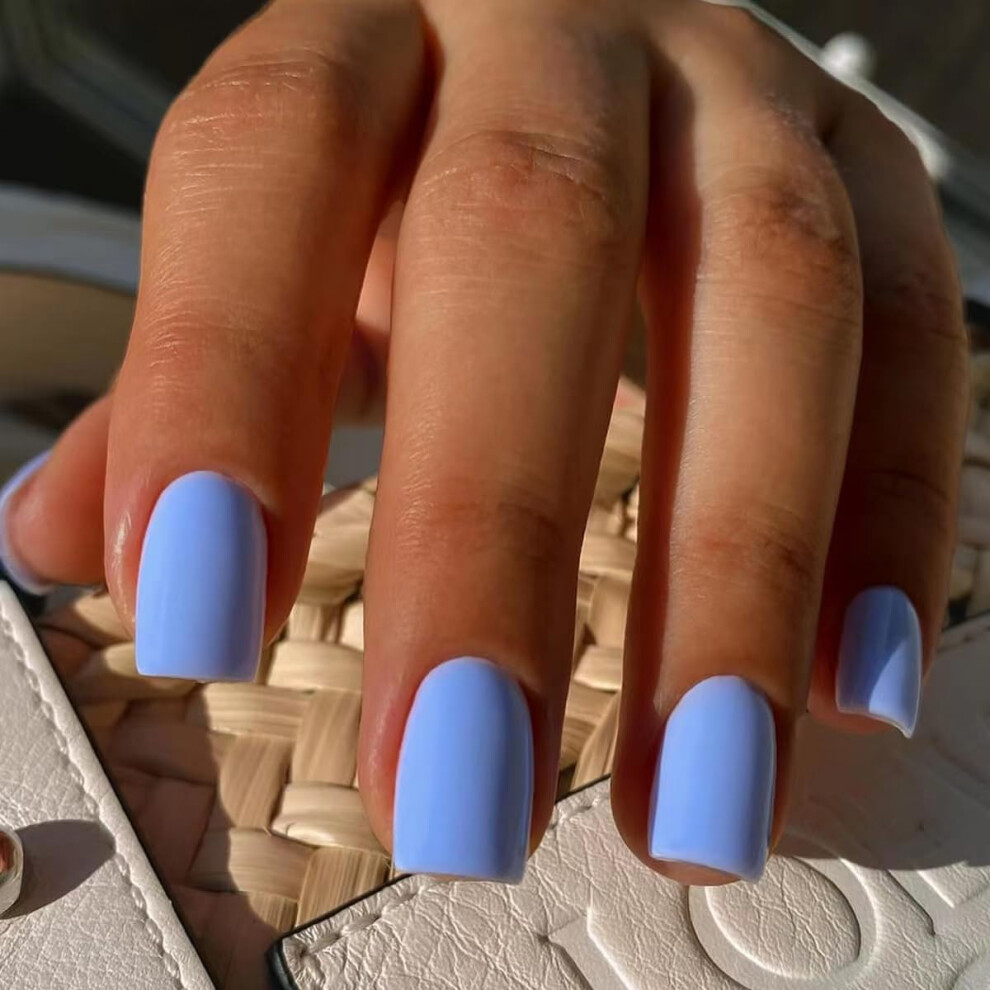French Press on Nails Short Fake Nails Set with LongLasting Adhesive, Reusable Acrylic Tips 24PCS