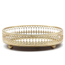 Nordic Glass Gold Eisentablett Haushalt Light Luxusdekoration Obsttablett Kosmetik Schmuck Lagerung T