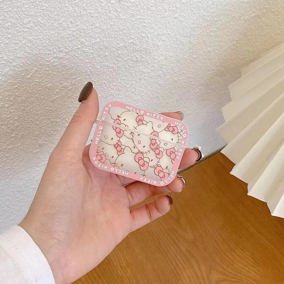 Cute Sanrio Hello Kitty Case For Compatible With Airpods 1 2 Pro & 3Rd Gen Square Shell, Cartoon Cat Design, Trendy Protective Cover 9149926290384