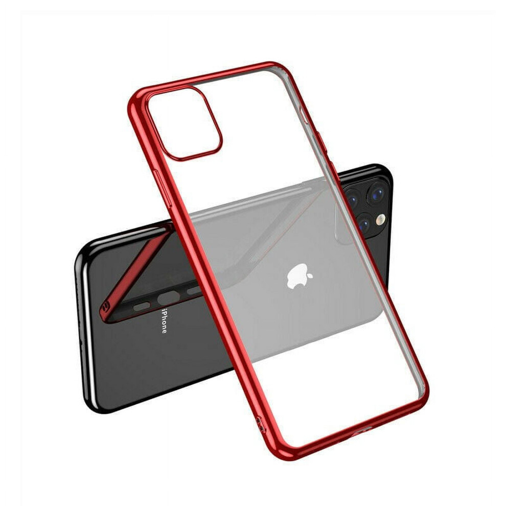 For Compatible With Iphone 11 Pro - Clear Silicone Case With Edge Red 9149926292050