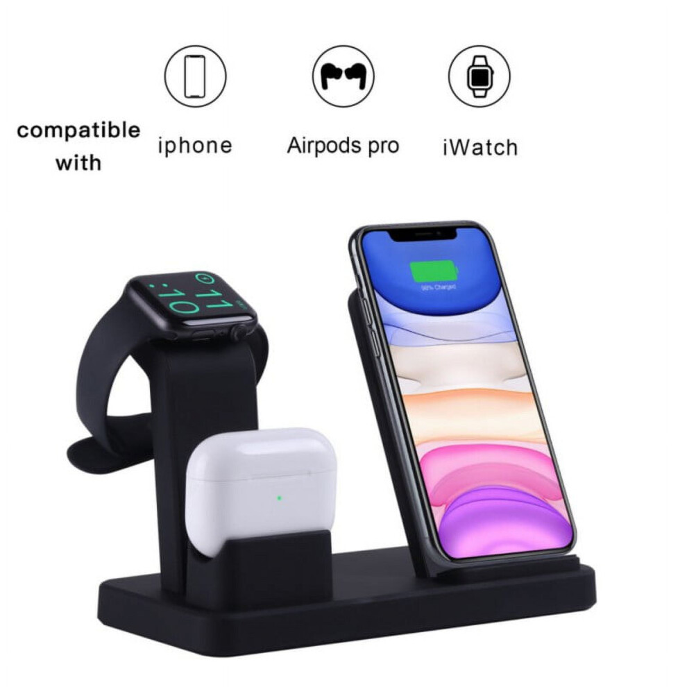 3 In 1 Wireless Fast Charger Dock Stand For Compatible With Airpods & Compatible With Apple Watchwith Apple Watch And Compatible With Iphone 9483153197314