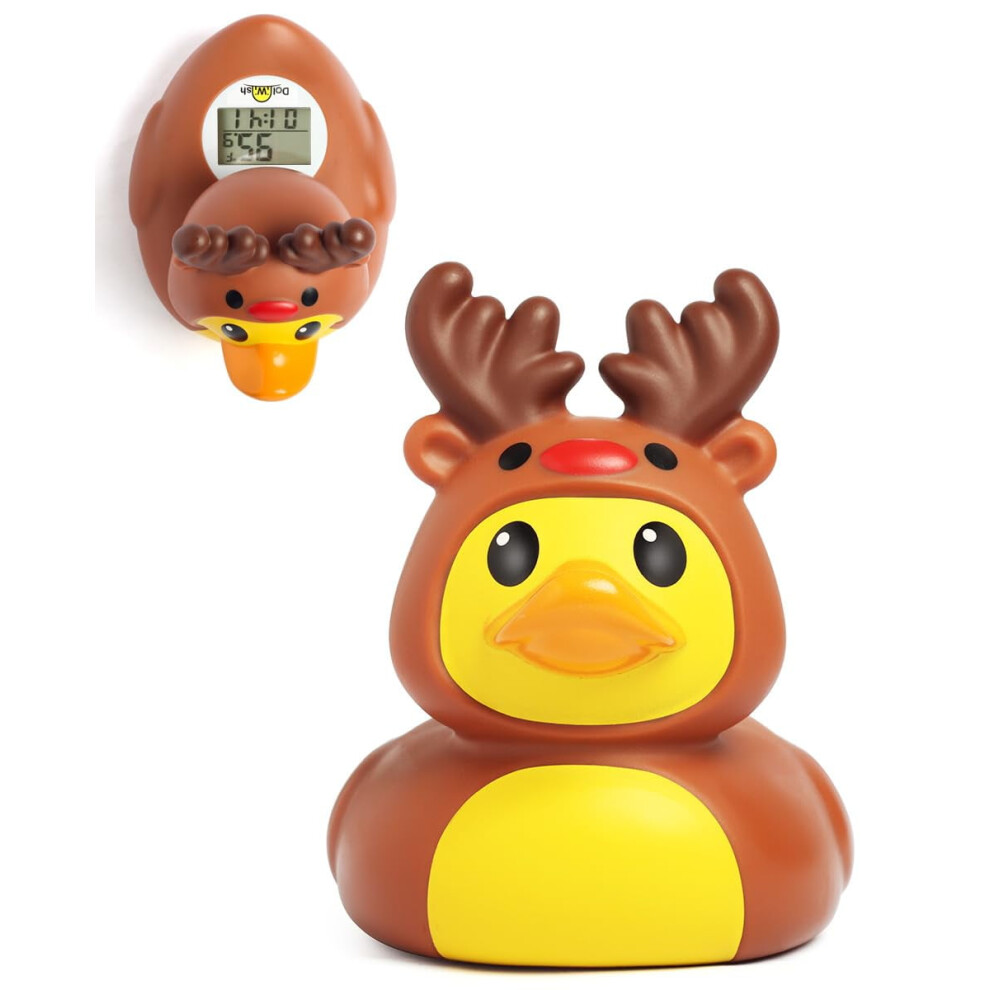 Baby Bath Thermometer Compatible with Newborn & Pregnancy, Moose/Duck Shape, Temp & Timer Alert for Bathtub