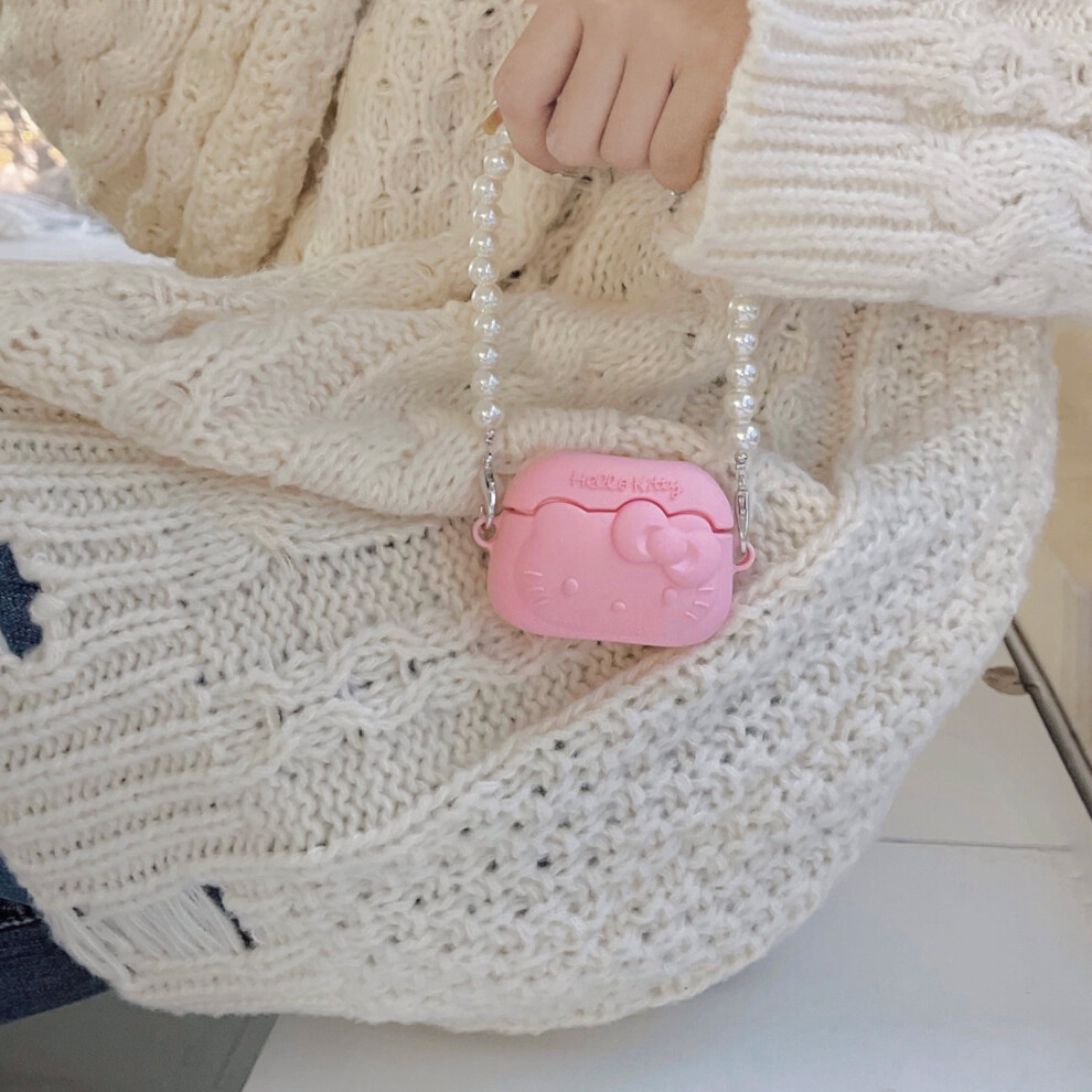 Kt Cat Handbag For Compatible With Apple Compatible With Airpods Pro Bluetooth Wireless Headset Cover 1/2/3 Generation Cute Silicone Woman 9009879001430