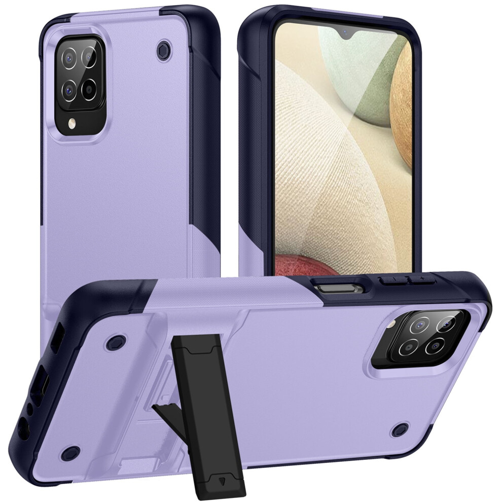 Compatible With Samsung Galaxy A12 Case, Military Grade Shockproof Rugged Hybrid Protective Case With Kickstand - Lightpurple, 6.5" 2020 Model 9058772556639