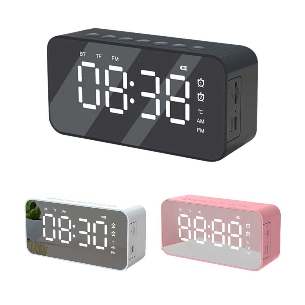 Susuchens Q6 Bluetooth-Compatible 5.0 Wireless Rechargeable Stereo Speaker Radio Alarm Clock Mirror White 9058772557438