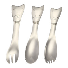3 Pcs Cat Spoon Fork Gifts for Housewarming Stainless Steel Serving Utensils Child Baby