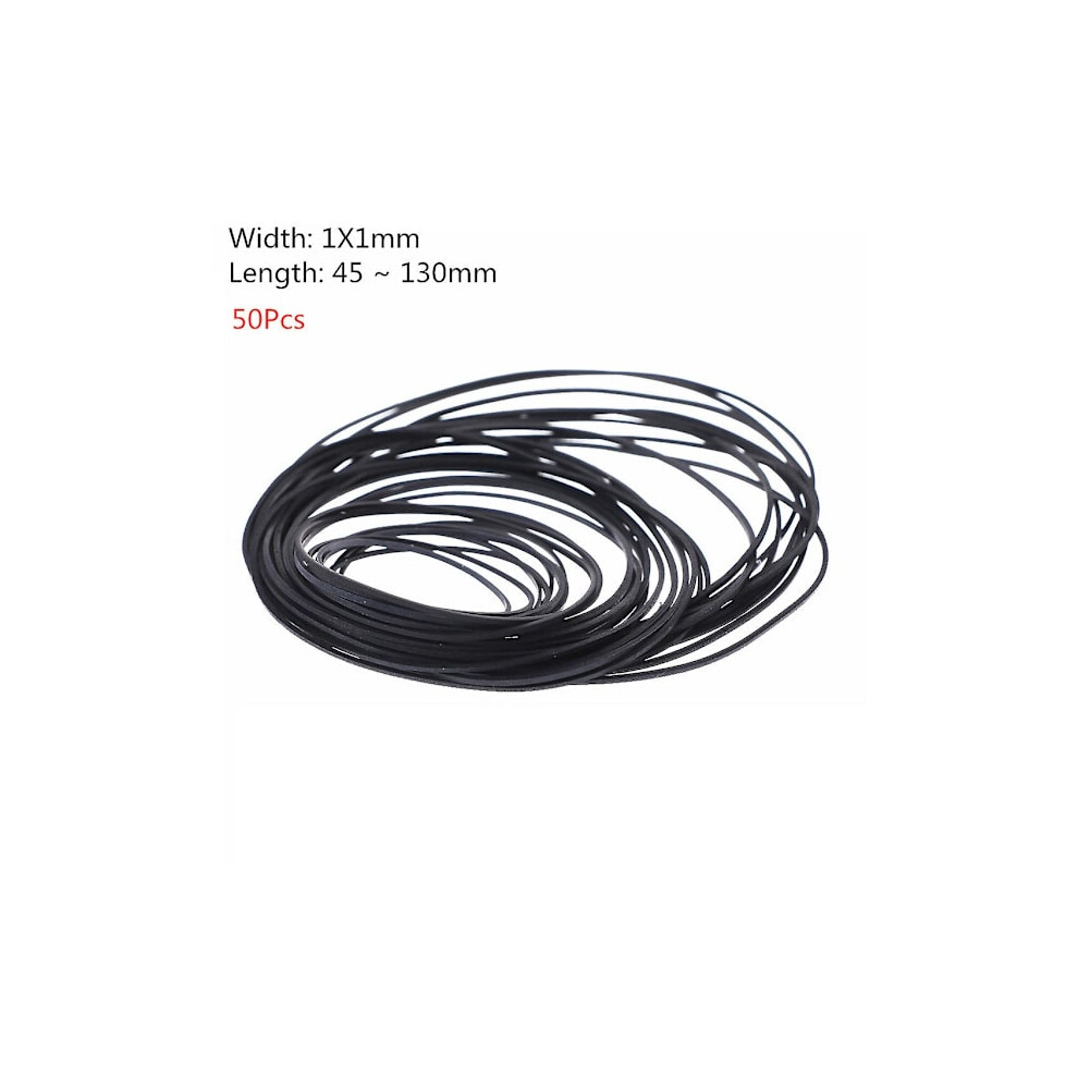 50Pcs/Bag 1Mm Universal Mix Cassette Tape Machine Straps Assorted Plain Flat Rubber Bands 45-130Mm For Tape Player Walkman Dvd 9058772056320