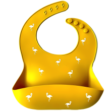 Silicone Baby Bibs - Waterproof, Adjustable, Food Grade - Easy Clean - Compatible with Flamingo, Mustard - for Boys & Girls