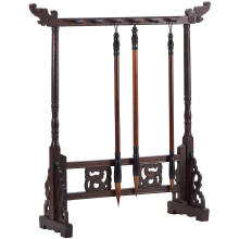 12-Pin Wenge Brush Holder Wood Carving Calligraphy Sumi Brush Hanger Calligraphy Stand Shelf Chinese Brush Holder with 3pcs Brushes