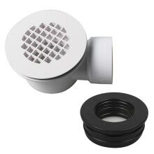 Low Profile Shower Base Drain with Perforated Strainer, 1.5" Side Outlet PVC Drain for Trap & Assembly
