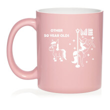 50 Year Old Superstar Unicorn Funny 50th Birthday Ceramic Coffee Mug Tea Cup Gift for Her, Friend, Coworker, Sister (11oz Light Pink)