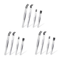 12 Pieces Tweezers Set with Rubber Tips Tweezers PVC Coated Tweezers, Rubber Fine Point Tweezers Rubber Flat Tip Tweezer
