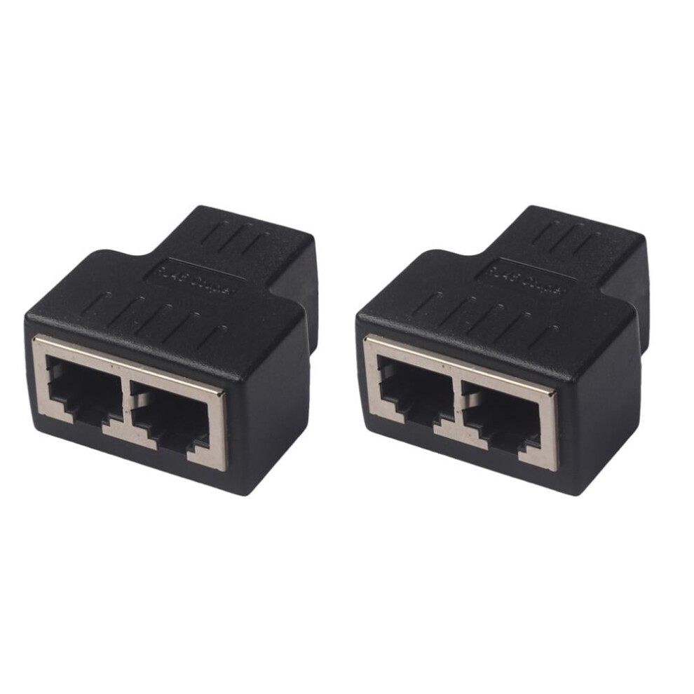 Jixopn 2X 1 To 2 Lan Ethernet Network Cable Rj45 Splitter Connectors Adapter Black 9322103125918