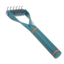 Pet Grooming Brush Compatible with Cats & Dogs, Double Sided Dematting Comb for Long Hair, Curly Fur Trimming, Shedding Tool, Green