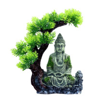 Fish Tank Decorations, Aquarium Ornaments with Buddha Statue, 18x10x23cm Fish Hides, Home Desktop Decoration