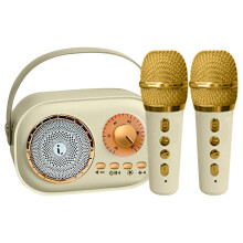 Mini Karaoke Machine with 2 Wireless Microphones for Kids Adults, Portable Bluetooth Speaker w/ Mics, Home Birthday Party for Girls/Boys Ages 4-12+