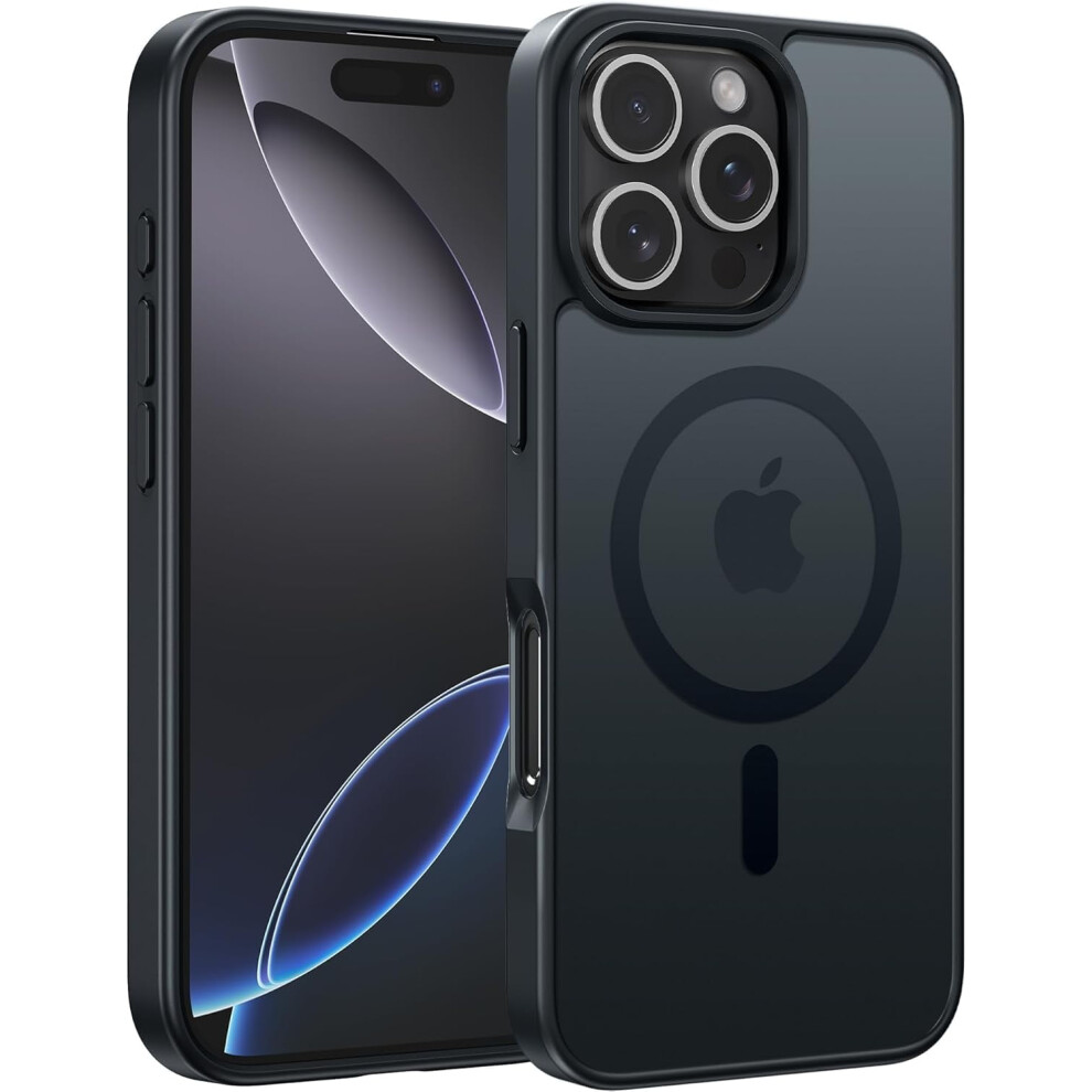Magnetic Matte Translucent Case For Iphone 16 Pro Max - Military Grade Shockproof Thin Rugged Bumper Cover Black 9338982146364